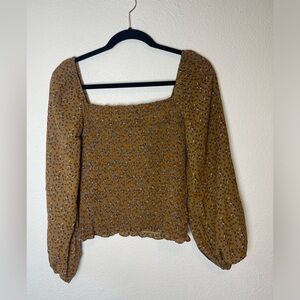 Smocked Brown Floral Top | NWOT